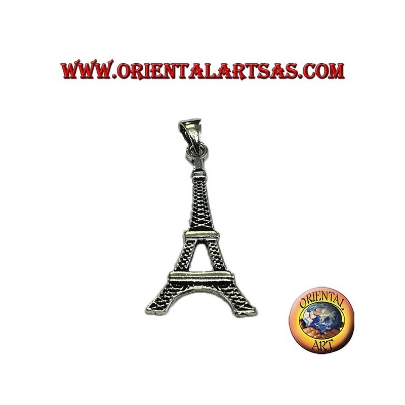 Silver pendant in Eiffel tower, symbol of Paris