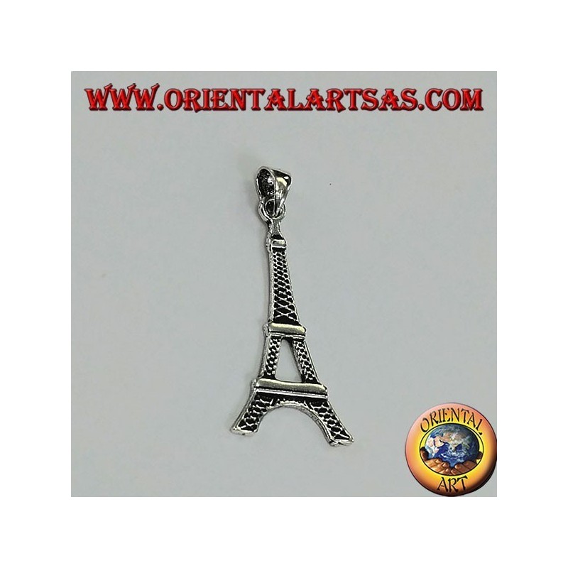 Silver pendant in Eiffel tower, symbol of Paris