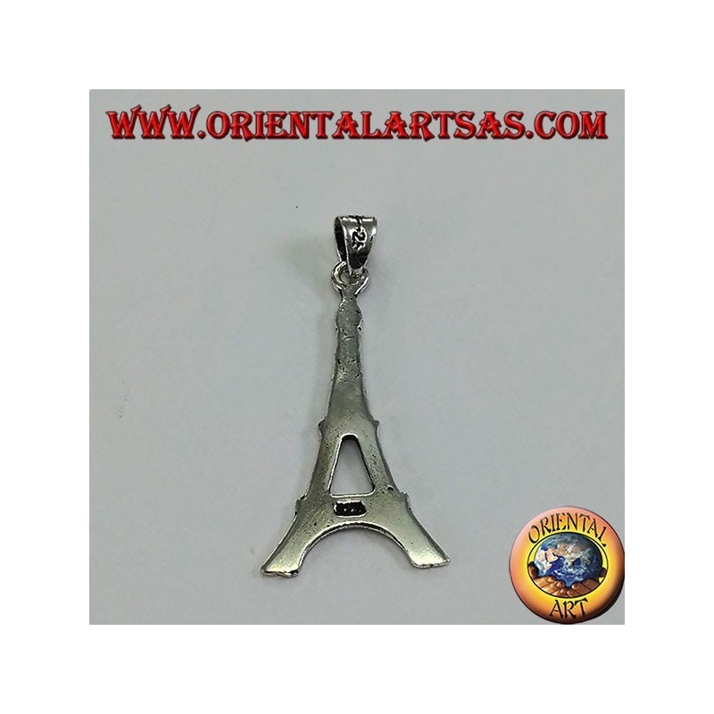 Silver pendant in Eiffel tower, symbol of Paris