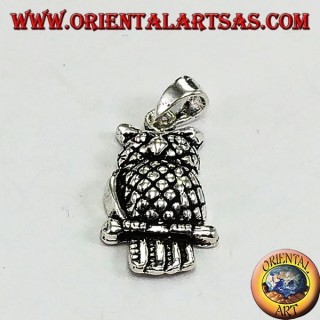 Pendentif hibou aigle argenté sur la branche