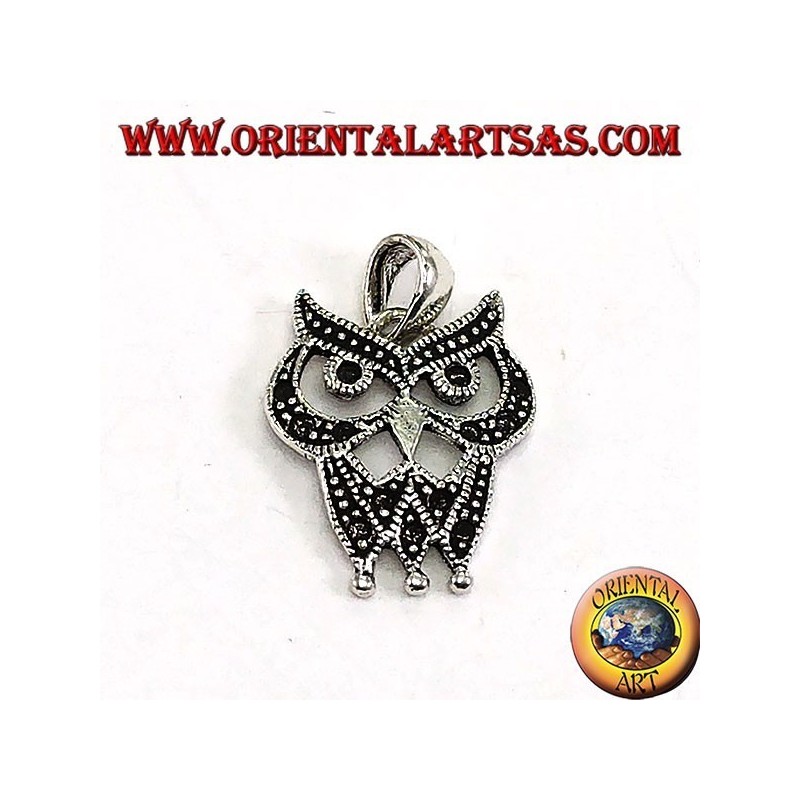 Silver pendant with dotted owl