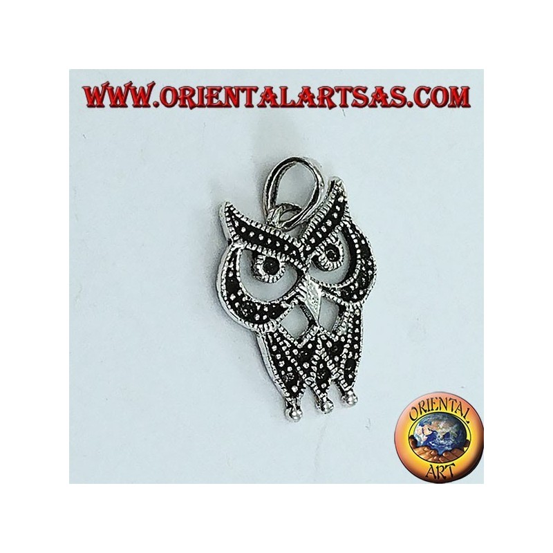 Silver pendant with dotted owl