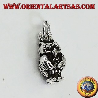 Pendentif en chouette tridimensionnelle en argent