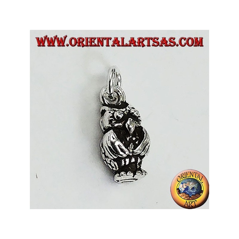 Pendant in silver three-dimensional owl