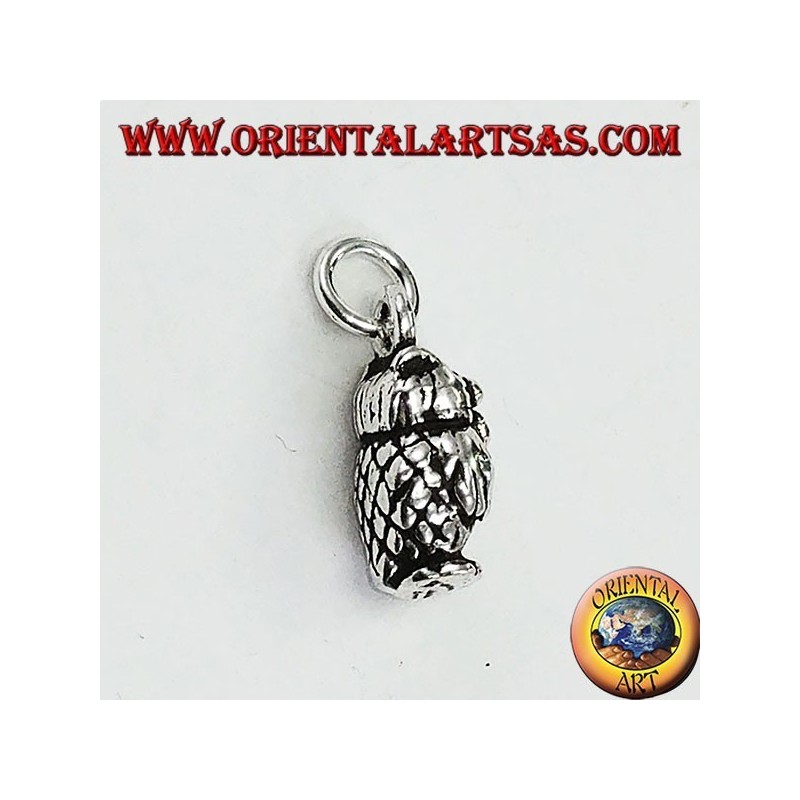 Pendant in silver three-dimensional owl