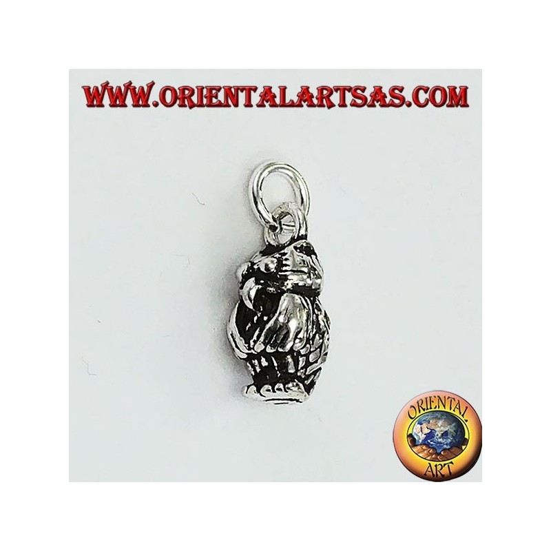 Pendant in silver three-dimensional owl