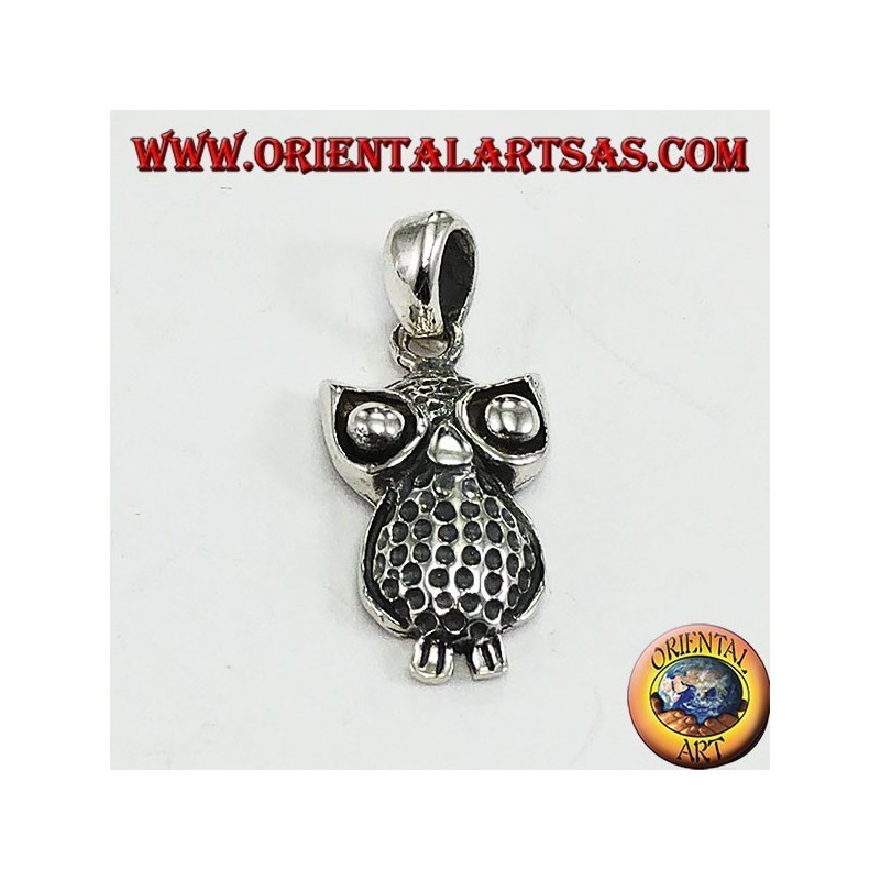 Pendant in silver owl with big eyes