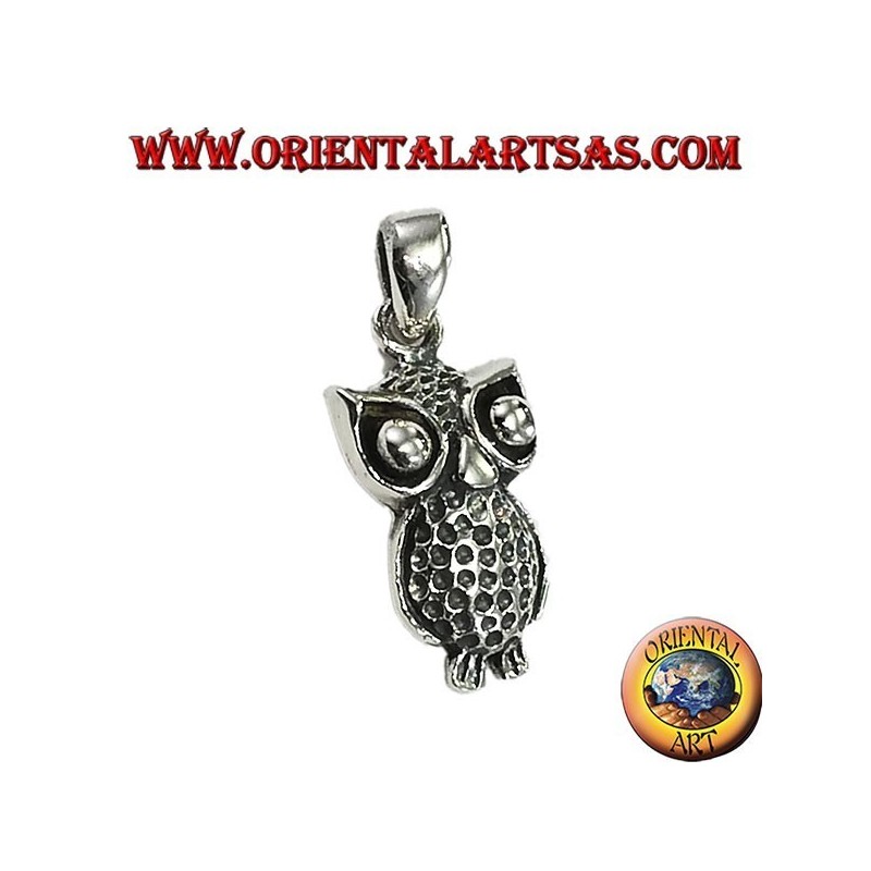 Pendant in silver owl with big eyes