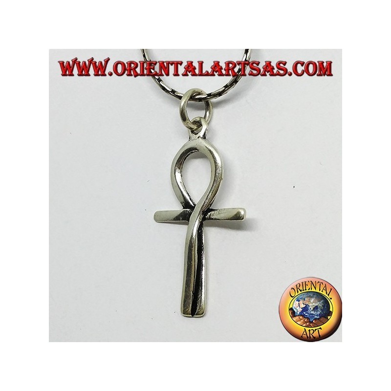 Silver pendant cross Egyptian egkh, intertwined