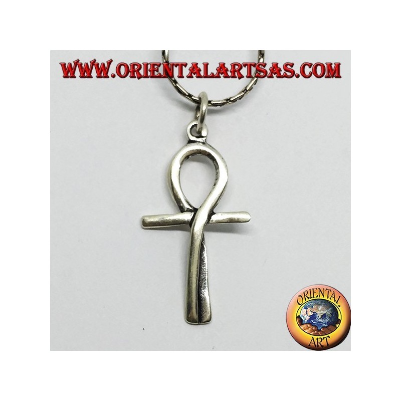 Silver pendant cross Egyptian egkh, intertwined
