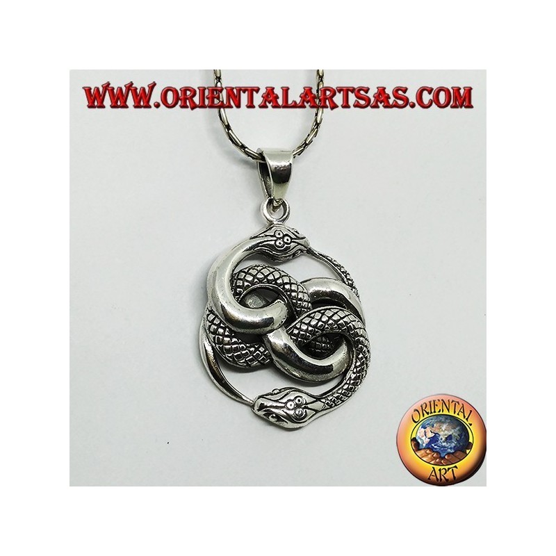 Ciondolo in argento,  Talismano di Auryn Ouroboros ( grande )