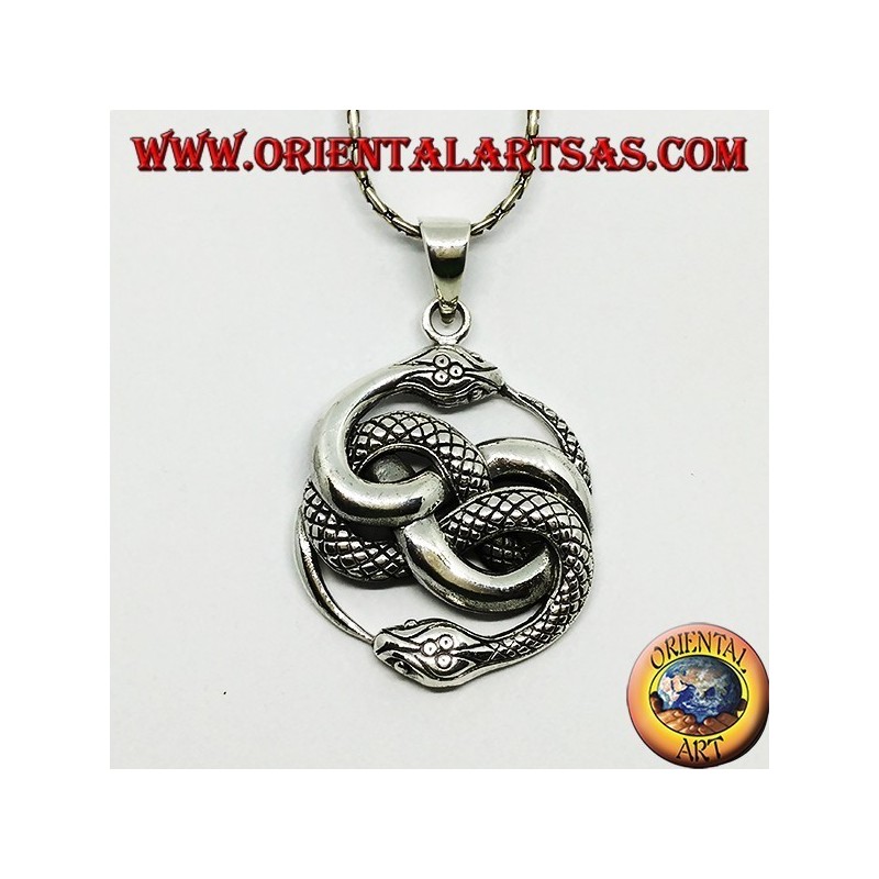 Colgante de plata, talismán de Auryn Ouroboros (grande)