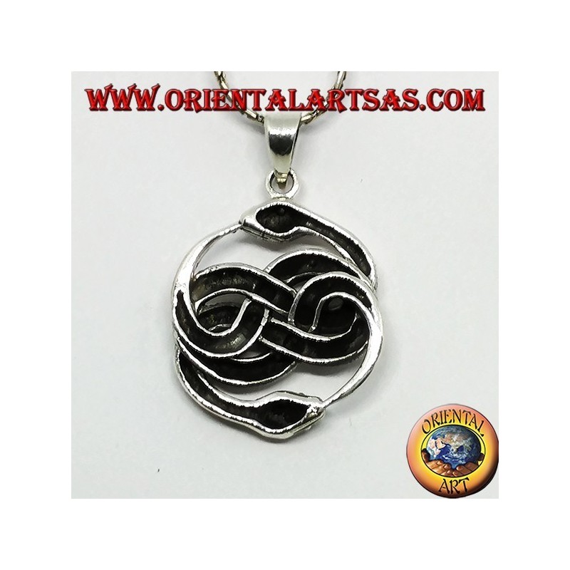 Ciondolo in argento,  Talismano di Auryn Ouroboros ( grande )