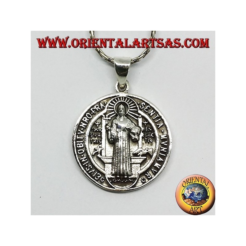 Pendant in silver Medallion of Saint Benedict