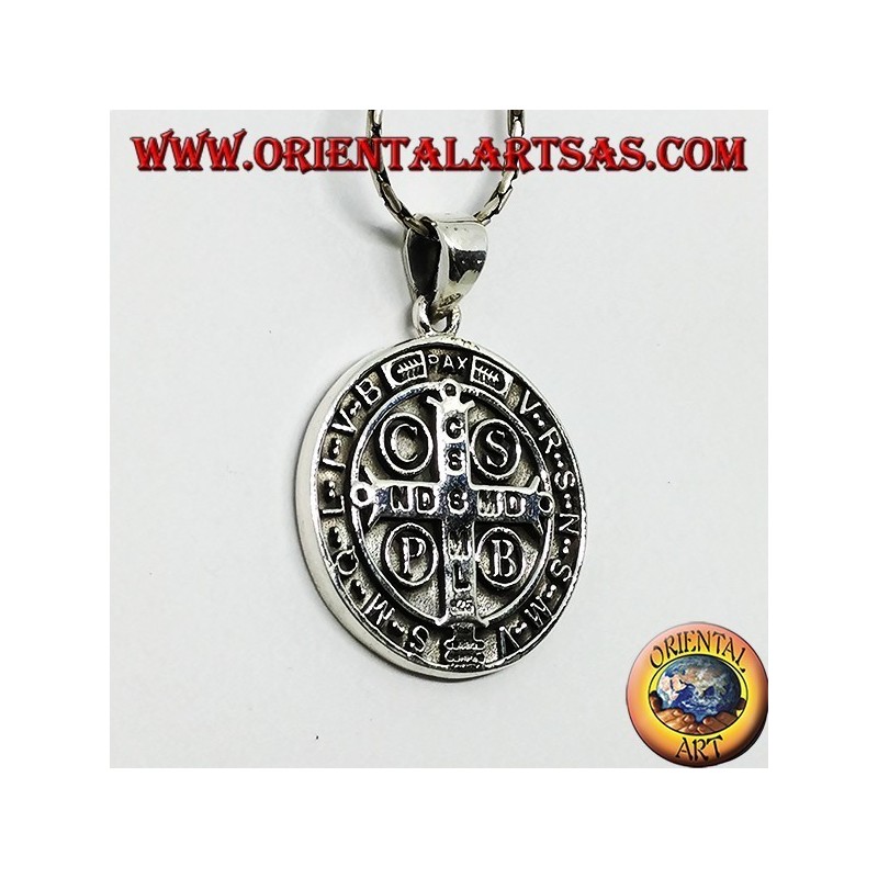 Pendant in silver Medallion of Saint Benedict