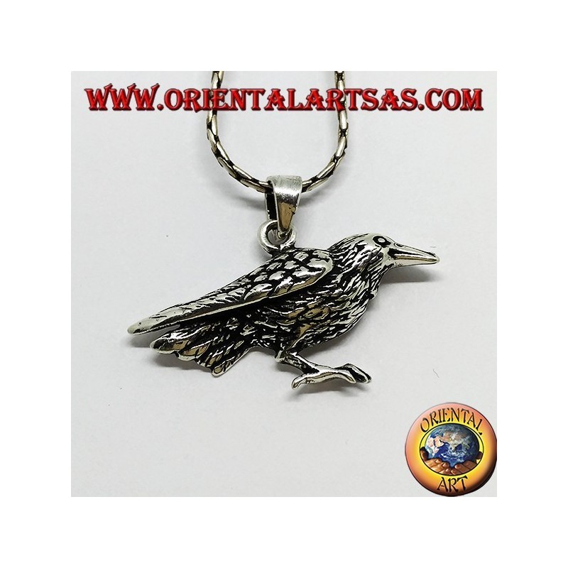 Colgante en plata cuervo pájaro sagrado de Odin