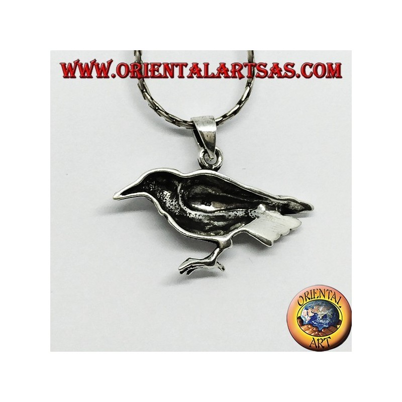 Pendentif en corneille argentée sacrée d'Odin