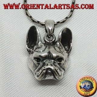 Silver pendant, bulldog head