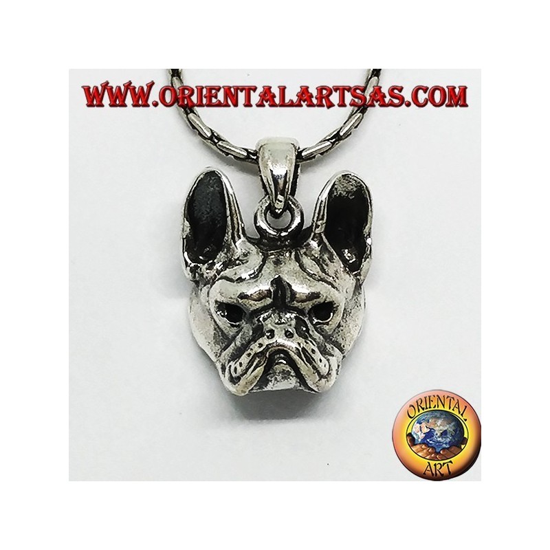 Colgante de plata, cabeza de bulldog