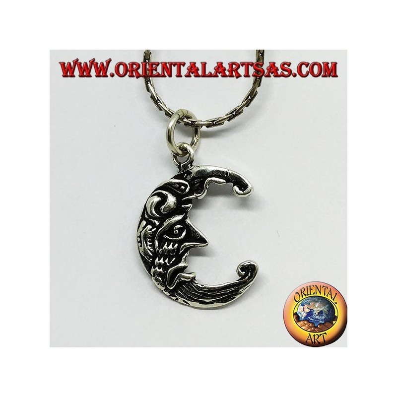 Ciondolo in argento la due facce della stessa luna, triste e felice