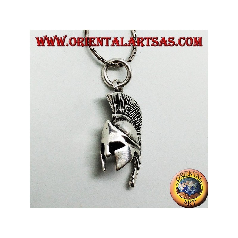 Colgante de plata, casco Spartan