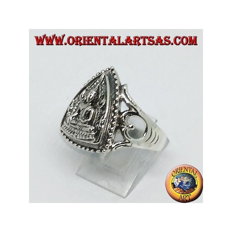 Anello in argento del  Buddha bhumisparsa