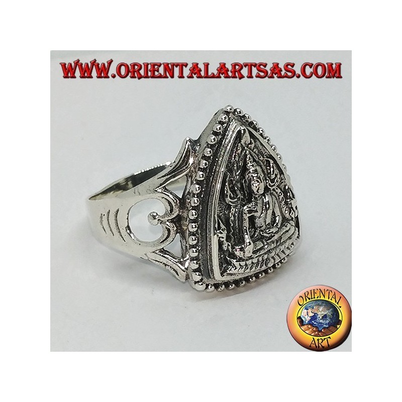 Silberner Ring des Bhumisparsa Buddha