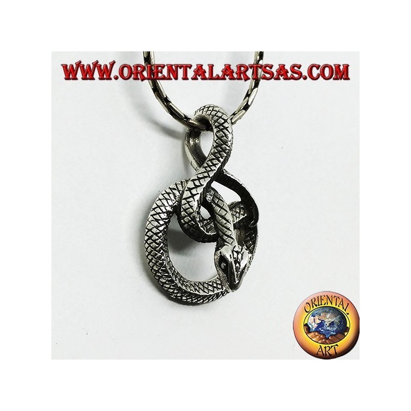 Pendentif en argent, serpent noué