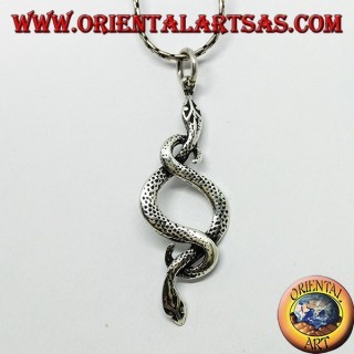 Pendentif en argent, deux serpents amoureux