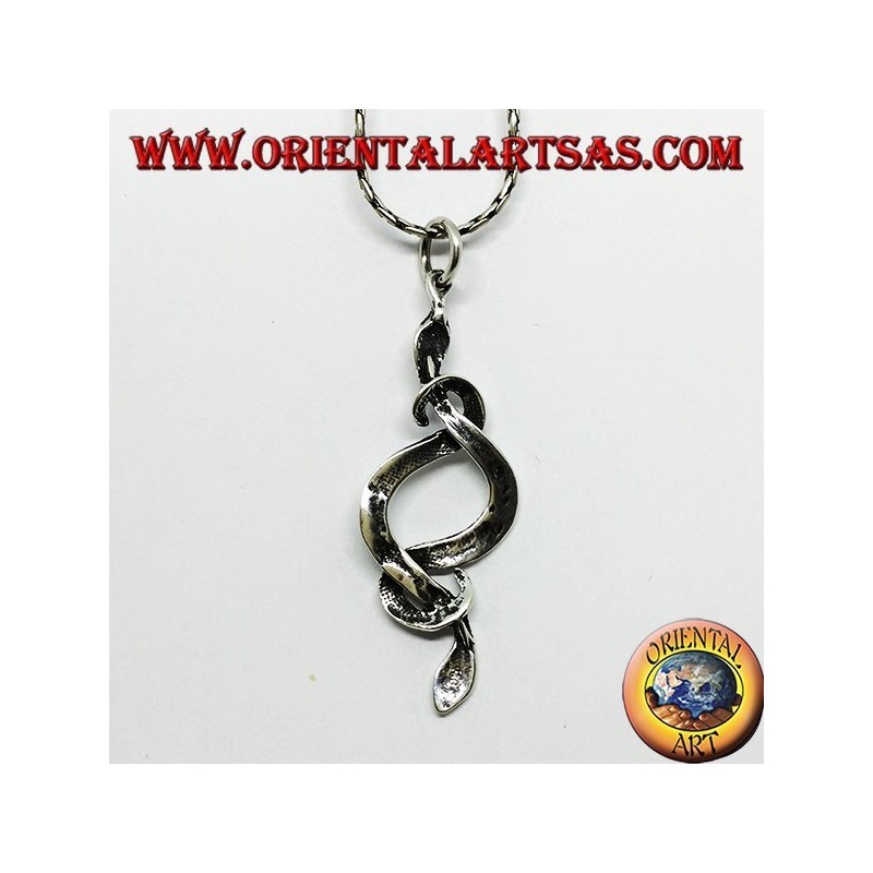 Pendentif en argent, deux serpents amoureux