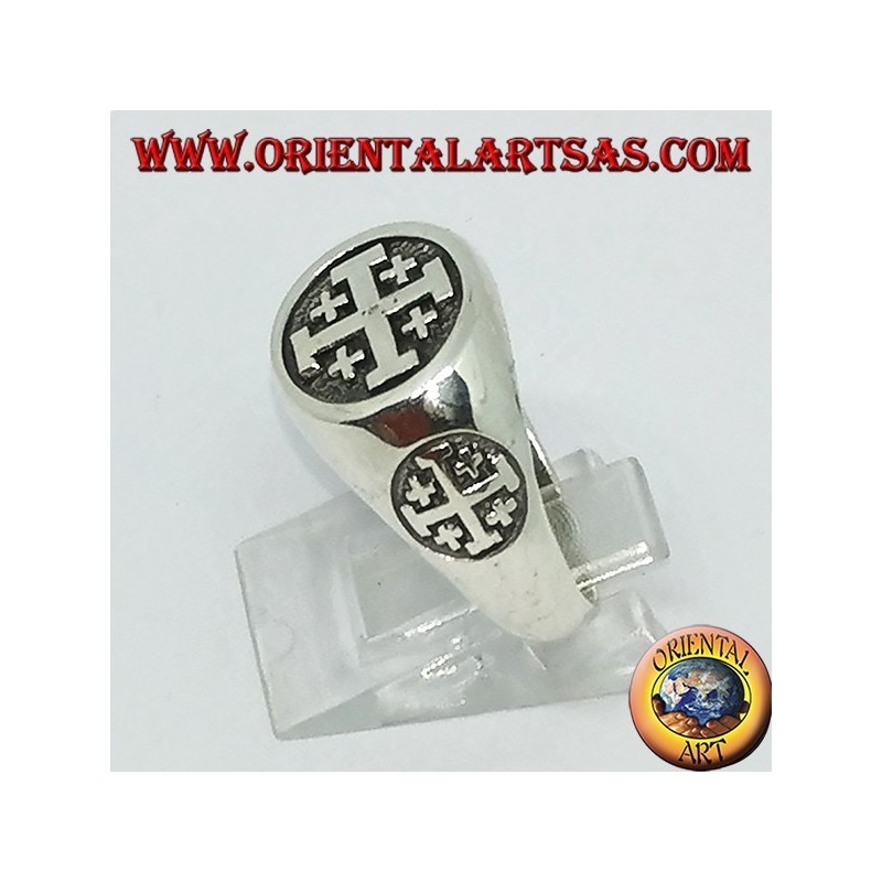 Anello in argento sigillo croce di Gerusalemme