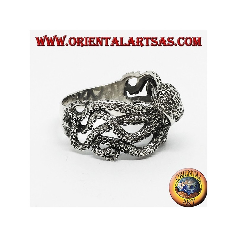 Silberner Ring der Oktopus