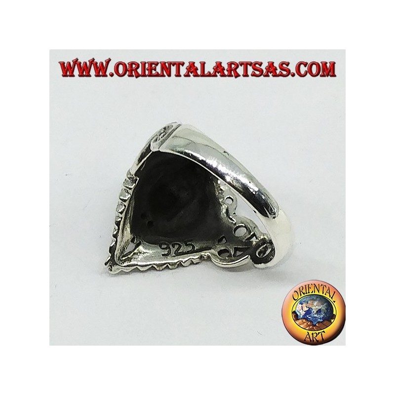 Bague en argent, crâne avec des ailes