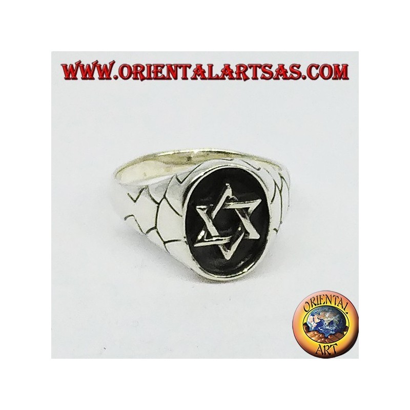 Silver ring, seal with star of David, 6-pointed star