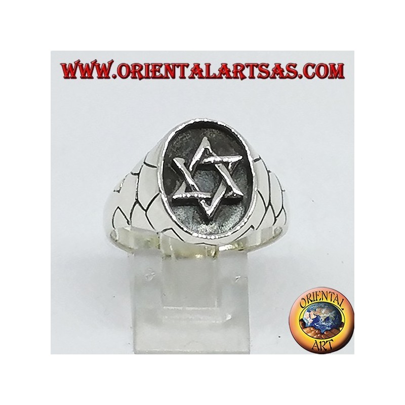 Anillo de plata con estrella de david, estrella de 6 puntas