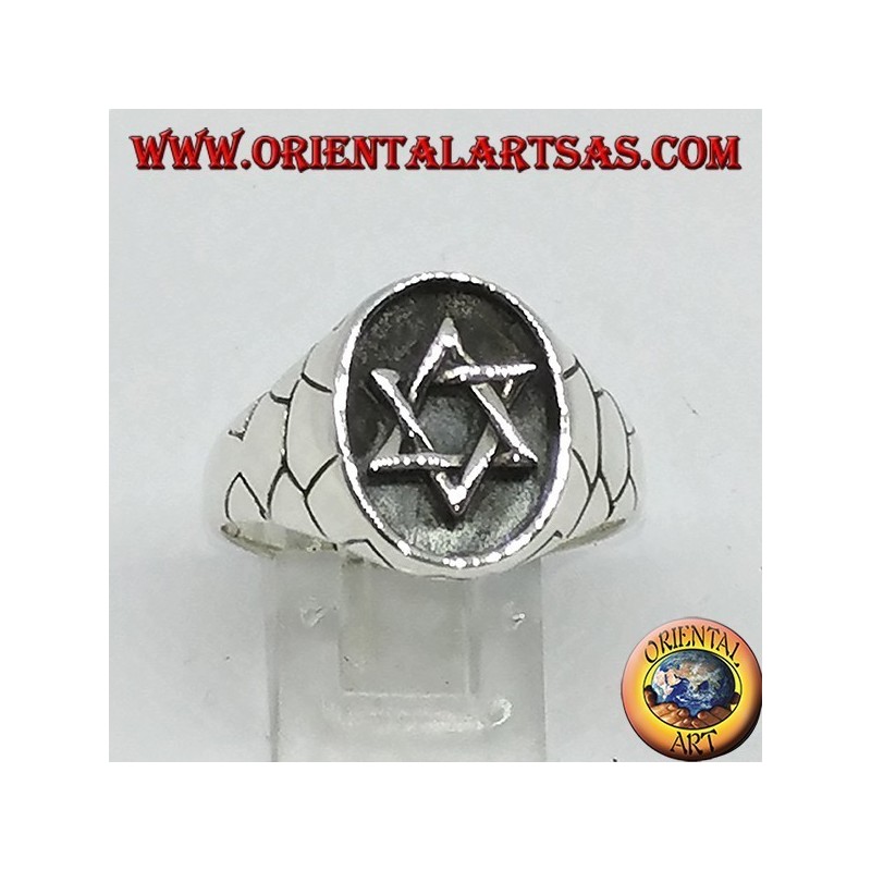 Anillo de plata con estrella de david, estrella de 6 puntas