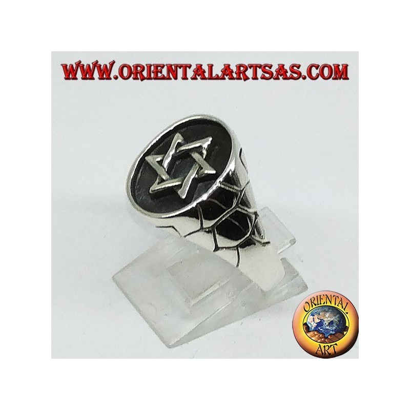 Silver ring, seal with star of David, 6-pointed star