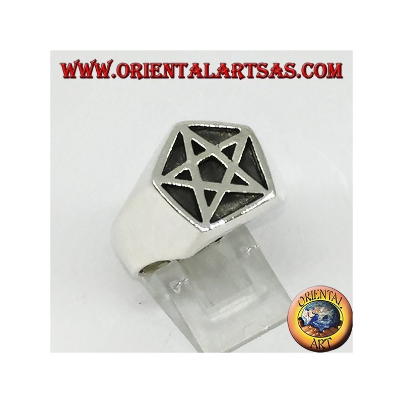 Silver ring, pentacle seal in the pentagon