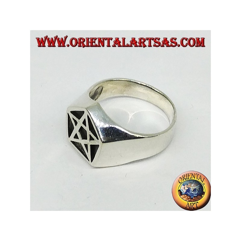 Bague en argent, joint pentacle dans le pentagone