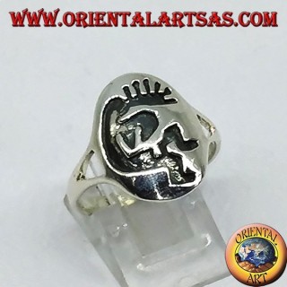Anillo de plata Kokopelli símbolo de la felicidad.