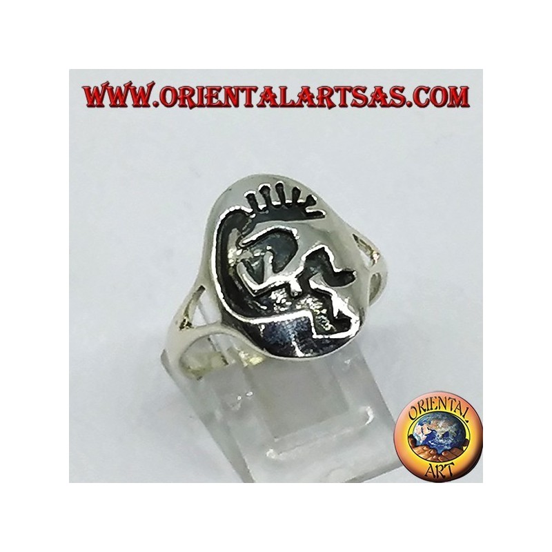 Bague en argent Kokopelli symbole du bonheur