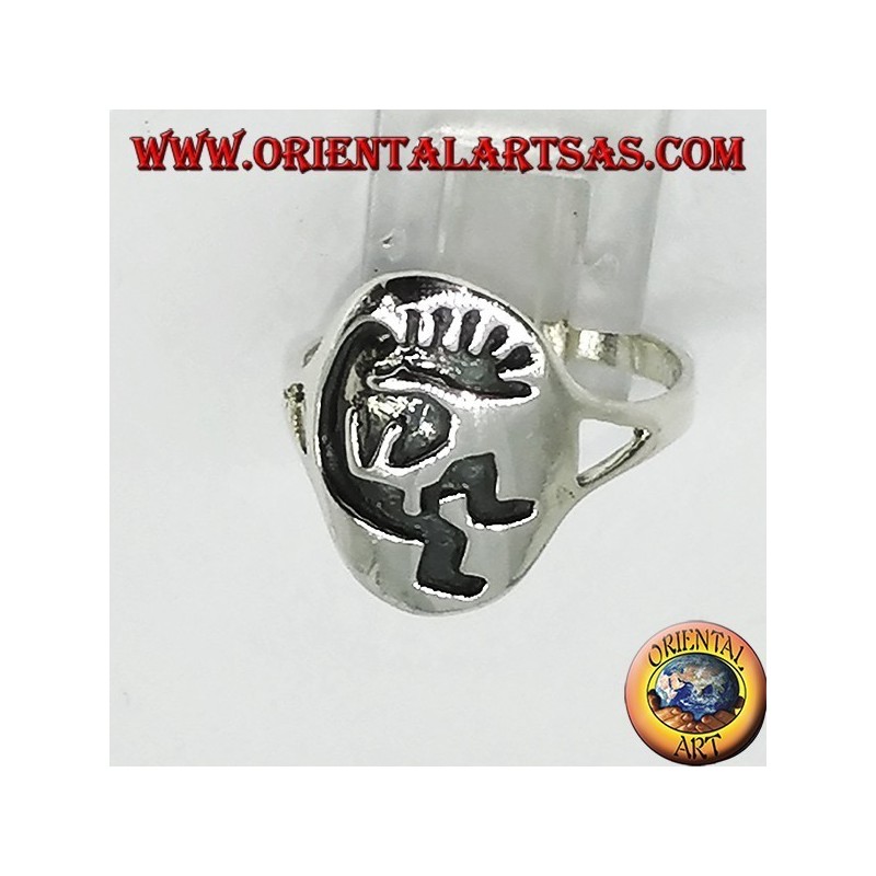 Bague en argent Kokopelli symbole du bonheur