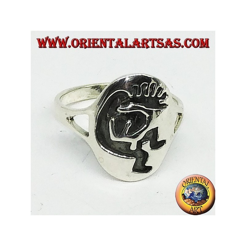 Bague en argent Kokopelli symbole du bonheur