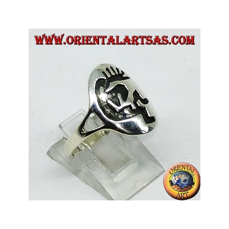 Bague en argent Kokopelli symbole du bonheur