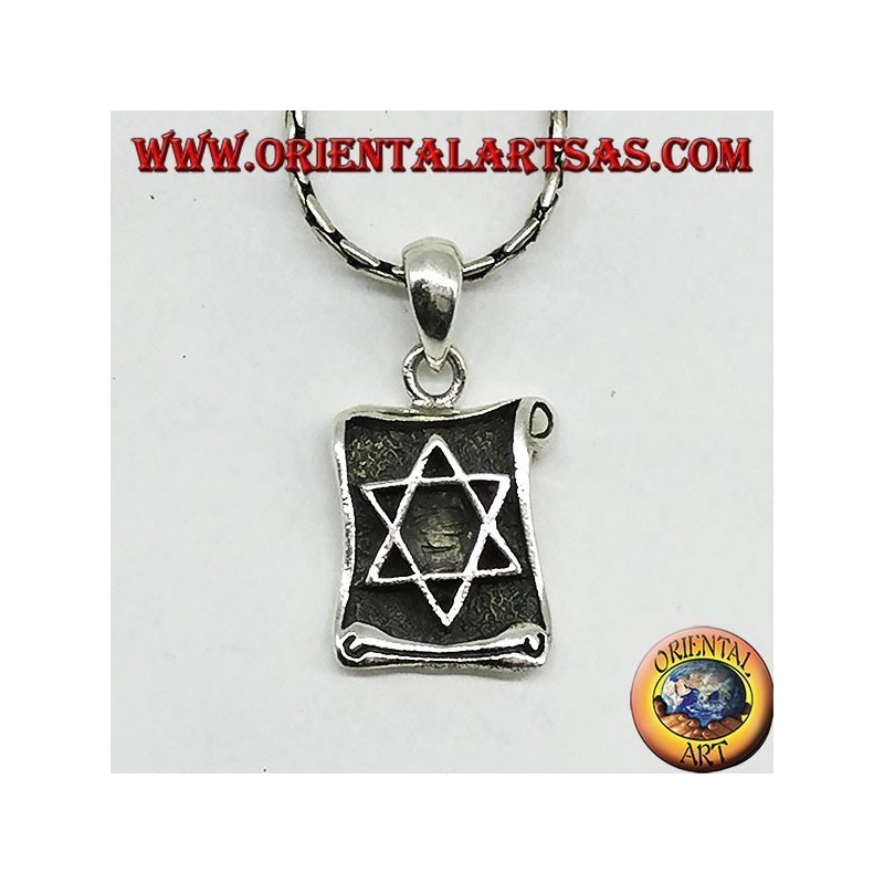 Star of David pendant inlaid on silver parchment