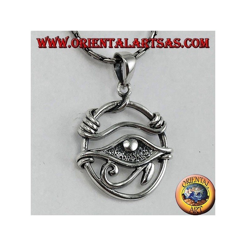 Ciondolo in argento,occhio di Horus nel cerchio