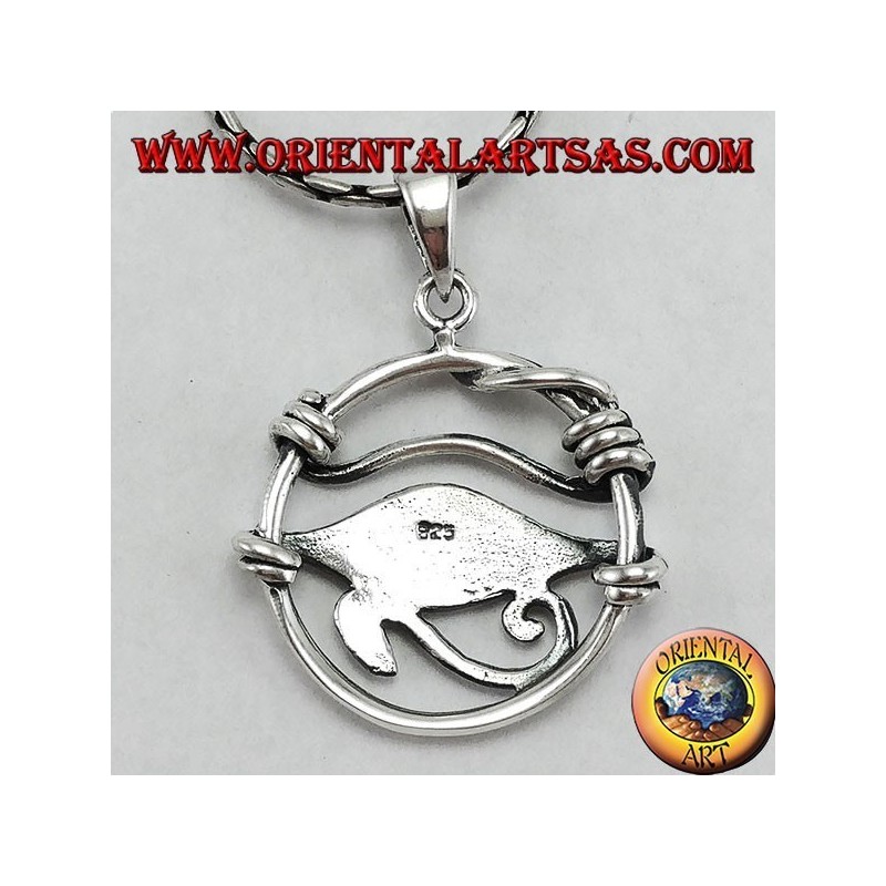 Colgante de plata, ojo de Horus en el círculo.