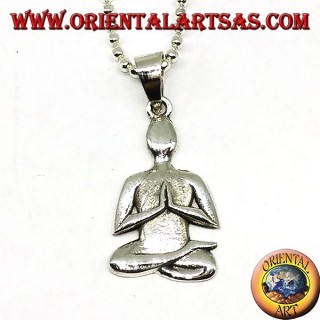 Pendentif en argent, méditation en posture de Sukhasana
