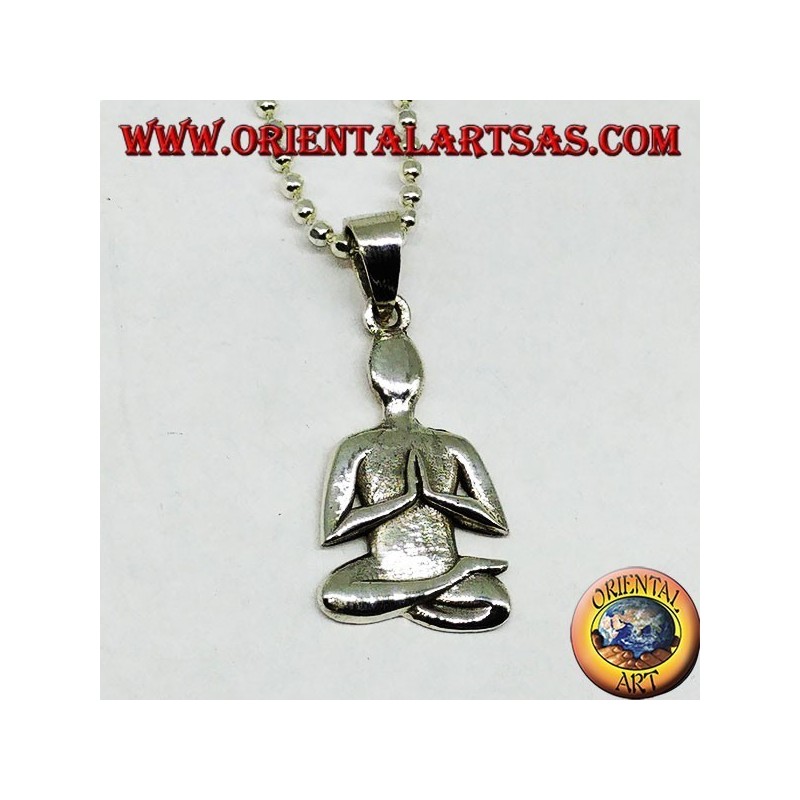 Pendentif en argent, méditation en posture de Sukhasana