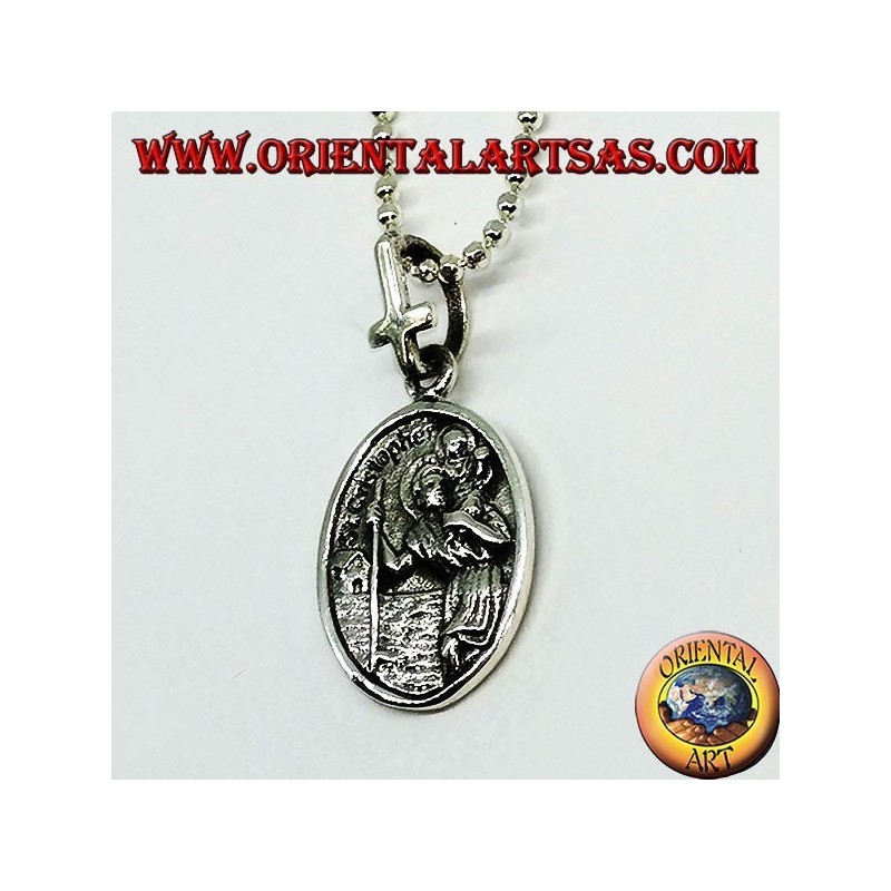 Silver medal pendant  Santa Teresa and Saint Christopher